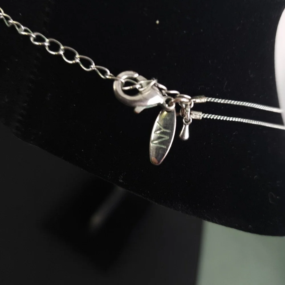NY Long Chunky Necklace Silver Tone Large Clear/Silver Acrylic Beads Chic Modern